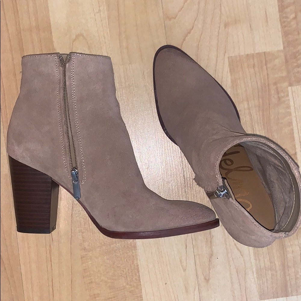 Sam Edelman Suede Almond tone booties